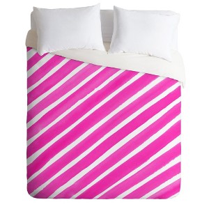 King Rebecca Allen Pretty In Stripes Duvet Set Pink - Deny Designs