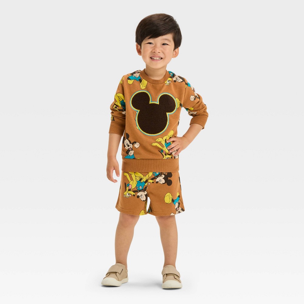 Toddler Boys Disney Mickey Mouse 2pc French Terry Pullover and Shorts Set