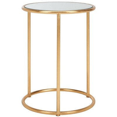 Tiny Gold and Mirrored Round Accent Table
