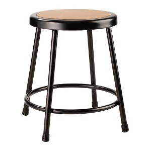 National Public Seating 6200 Series Heavy Duty 18 Inch Steel Stool with 1 Inch Round Seat Pan Supports up to 500 Pounds, Black Frame and Legs - 1 of 4