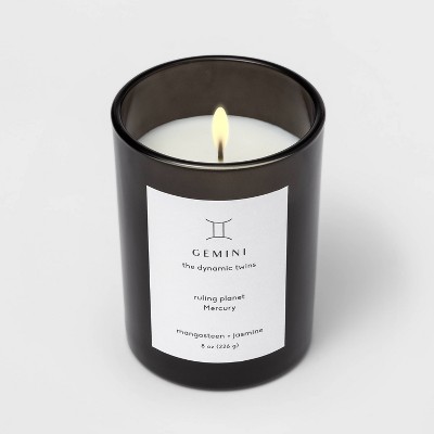 8oz Black Soy Wax Gemini Zodiac Scented Jar Candle