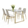 5-Piece Modern Dining Set with Glass Table and 4 Upholstered Dining Chairs, Gold Metal Legs, Perfect for Kitchen or Small Spaces-Maison Boucle - 4 of 4
