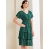Allegra K Women's Summer V Neck Batwing Sleeve Smocked Waist Layered Dress - 2 of 4