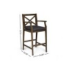 Coolbibila Outdoor Wood Height Bar stools Set of 2,Patio Waterproof Fabric Upholstered Armrest Bar Stool,Garden X-Back Bar Stool with Arms - 4 of 4