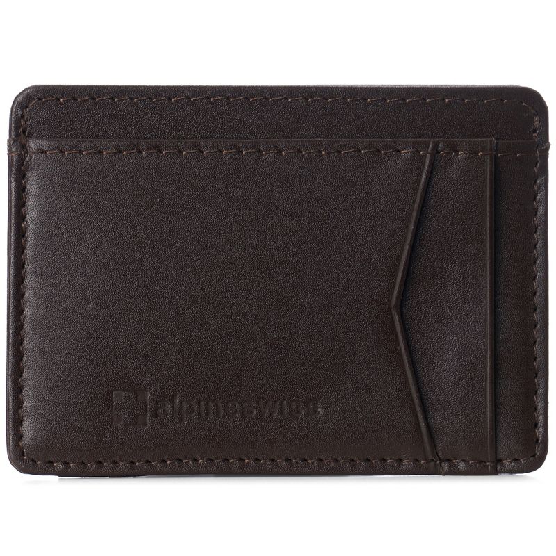 Alpine Swiss Mens Oliver RFID Safe Minimalist Front Pocket Wallet Smooth Leather Comes in a Gift Box, 1 of 7