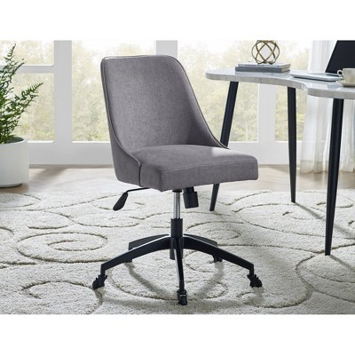 Wood Swivel Upholstered Desk Chair with Mid-Century Canted Legs, 360¡ã Swivel, Tilt Mechanism, Five-Leg Base, Rolling Casters