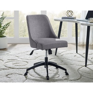 Wood Swivel Upholstered Desk Chair with Mid-Century Canted Legs, 360¡ã Swivel, Tilt Mechanism, Five-Leg Base, Rolling Casters - 1 of 4