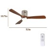 52" Flush Mount Quiet Ceiling Fan with Light, 3 Dark Walnut Solid Wood Blades, 6-Speed Reversible DC Motor, Remote Control - Koiai - 4 of 4
