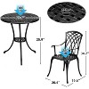 Jojoka 3 Piece Patio Bistro Set w/ 2 Chairs,Aluminum Bistro Table with Umbrella Hole for Garden Balcony - 4 of 4