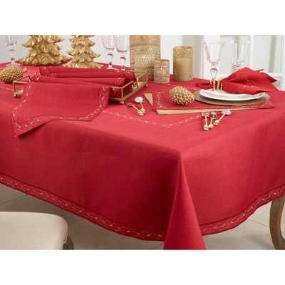 Burgundy Embroidered Holiday Napkins Set of 4