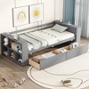 PAGED Twin Size Daybed Modern Wooden Bed Frame with Shelves and 2 Drawers for Bedroom and Living Room - 2 of 4
