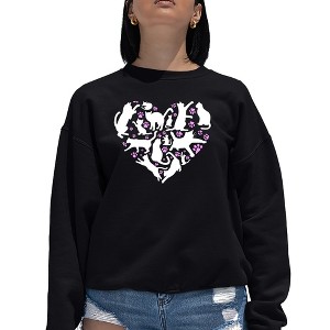 LA Pop Art Cat Heart - Women's Word Art Crewneck Sweatshirt - 1 of 4