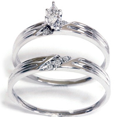 Pompeii3 1/4ct Marquise Pave Diamond Ring Set 14K White Gold