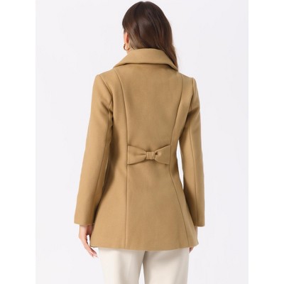 Женские куртки INSPIRE CHIC Women's Turn Down Collar A-Line Single-Breasted Winter Overcoat with Pockets Khaki Small — фото 4