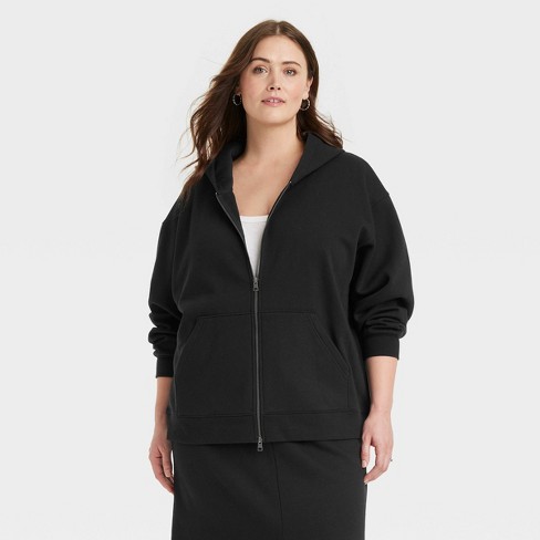 Women's Oversized Zip-Up Hoodie - Wild Fable™ Black M