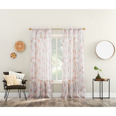 BrylaneHome Colby Textured Sheer Panel - 56" W 63" L, Multi