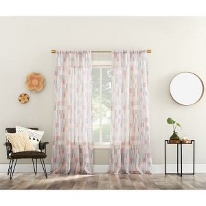 BrylaneHome Colby Textured Sheer Panel - 56" W 63" L, Multi - 1 of 2