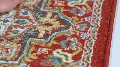 Summit Square Easy-Care Synthetic Area Rug in Red and Dark Grey