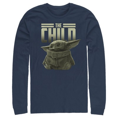 Men's Star Wars The Mandalorian The Child Text Long Sleeve Shirt