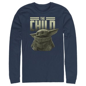 Men's Star Wars The Mandalorian The Child Text Long Sleeve Shirt - 1 of 3
