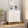 3 Drawer Dresser, Wood Chest Drawers with Storage for Closet, Bedroom, Drawers Dresser Modern Bedside Nightstand with Gold Handles - 2 of 4