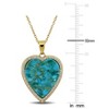EVERLY JEWELRY | Yellow Silver 4 1/4ct TGW Composite Turquoise and Created White Sapphire Heart Halo Pendant with Chain, 18 inc + 2 inc - 2 of 4