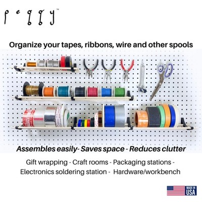 White and Natural Wood Pegboard Organizer Kit for Crafts and Storage