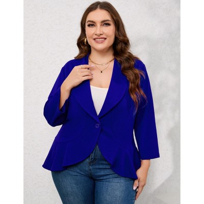 YESFASHION Plus Size Blazer for Women Open Front Cardigan Work Office Jacket Suit Blazer