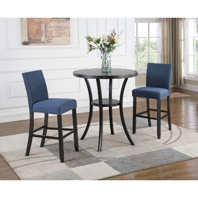 NicBex 3 Piece Bar Table Set for 2 Modern 36 Inch Kitchen Round Table with 2 Upholstered Backrest Bar Stools for Kitchen,Dining Room