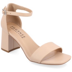 Journee Collection Women's Valenncia Narrow Width SuperNatural Shades Open Square Toe Ankle Strap Sandals - 1 of 4