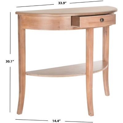 Natural Wood Demilune Hallway Table with Storage
