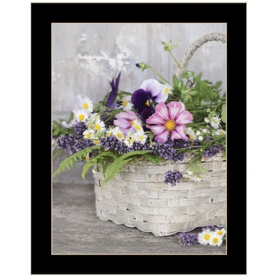 HomeRoots Fresh Garden Basket Black Framed Print Wall Art