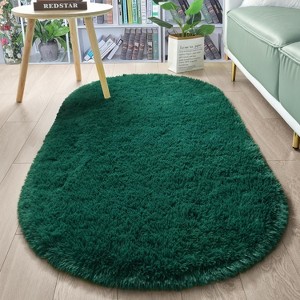 Fluffy Oval Area Rug 2.6 x 5.3 Ft, Soft Fuzzy Shag Carpet for Bedroom Bedside, Non-Slip Plush Shaggy Rug - 1 of 4