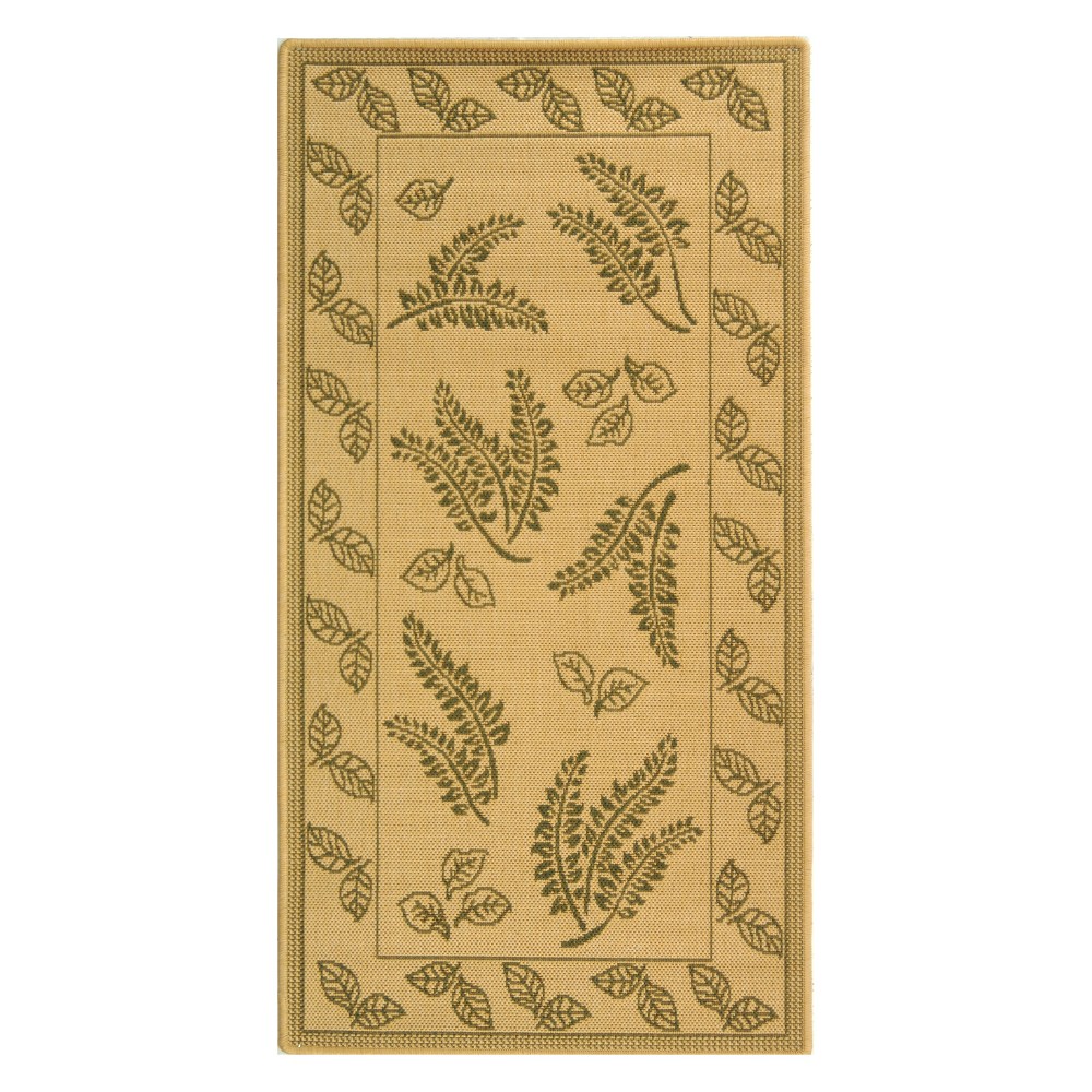 2'7in x 5' Rectangle Susette Patio Rug Natural/Olive - Safavieh