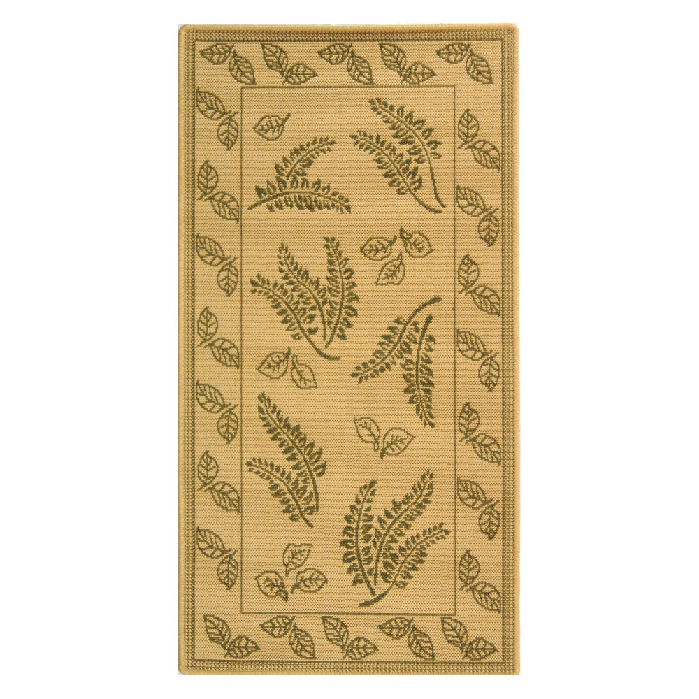 2'7in x 5' Rectangle Susette Patio Rug Natural/Olive - Safavieh