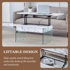 Lirago Multifunctional Lift Top Coffee Table-White Marble Pattern with Tempered Glass Legs, Modern Design for Living Room & Office - 3 of 4