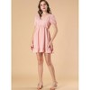 Allegra K Women's V Neck Short Sleeve Ruffle Hem Babydoll Dress - 3 of 4