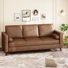 81" Leather Sofa for Living Room, Mid-Century Modern Couch with Deep Seats, Brown Faux Leather Couch, 3 Seat Sofa with Removable Cover for Apartment - 3 of 4