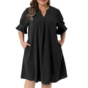 plus size chiffon midi dress Shop Plus Size A-line Long Sleeves Elastic Band Chiffon Wedding Guest Dress