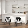 Merrick Lane Backless Metal Stool with Square Seat for Indoor-Outdoor Use - 2 of 4