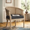 French Country Style Accent Chair Solid Rubberwood Frame with Cane Webbing & Upholstered Seat - 3 of 4