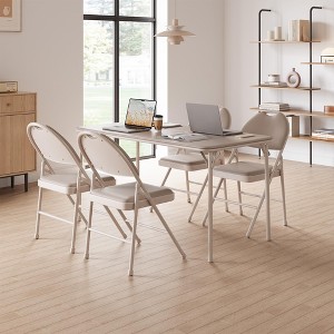 2/4/6 Pack Folding Chairs, Linen Padded Foldable Chair Set, Heavy Duty Metal Folding Chair with Soft Cushion and Back - 1 of 4