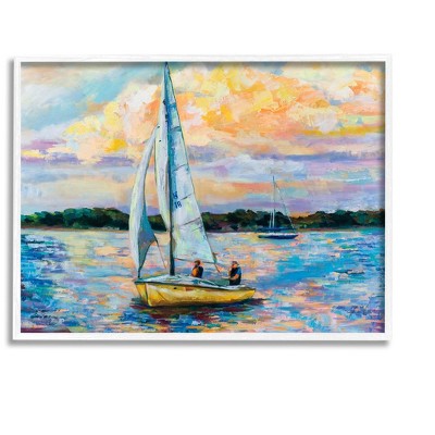 Stupell Industries Vivid Nautical Sailboat Landscape Framed Giclee Art