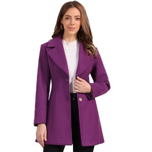 INSPIRE CHIC Women's Elegant Notched Lapel Button Single Breasted Winter Coat - 1 of 4