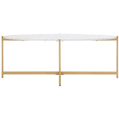 Taliyah Oval Coffee Table - White Marble/Gold - Safavieh