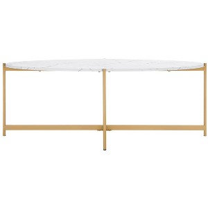 Taliyah Oval Coffee Table - White Marble/Gold - Safavieh - 1 of 4
