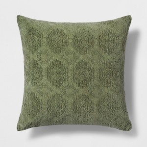 Washed Chenille Square Throw Pillow Green - Threshold