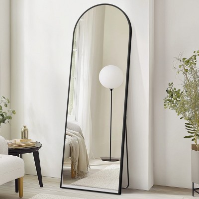 GlasFlength Full Length Mirrors Full Length Simple Mirrors Arched Mirror Flexible Placement Elegant Design For Bedroom, Black, 72"*27"*1"