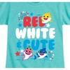 Girls' - Baby Shark - Red White and Cute Fitted Short Sleeve Graphic T-Shirt - 2 of 4