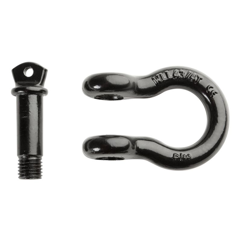 Driver Recovery 3/4" D-Ring / Bow Shackle - Heavy-Duty Grade 70 Black Powder Coated Steel 4.75 Ton (9,500 Pounds) Working Capacity, 2 of 5